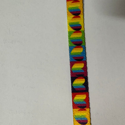 Dogtraining101 Retail Dog Super Store Webbing - Rainbow Heart- 15mm