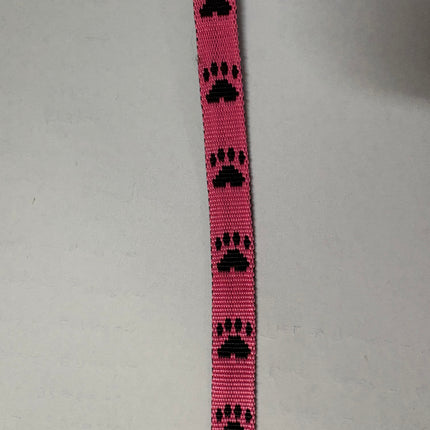 Dogtraining101 Retail Dog Super Store Webbing - black/pink paw - black paw on pink - 15mm