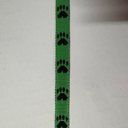 Dogtraining101 Retail Dog Super Store Webbing - black/green paw - black paw on green - 15mm