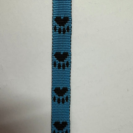 Dogtraining101 Retail Dog Super Store Webbing - black/blue paw - black paw on blue - 15mm