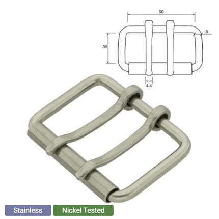 Dogtraining101 Retail Dog Super Store Double Prong Roller buckle – Stainless Steel 50mm