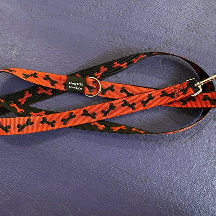 Dogtraining101 Adult Dog Fancy Black Bone-Red 1.5m x 25mm Lead
