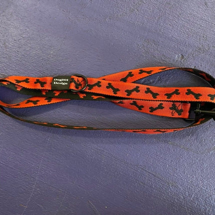 Dogtraining101 Adult Dog Fancy Black Bone-Red 1.5m x 25mm Lead