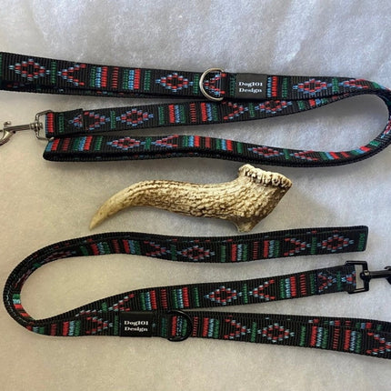Dogtraining101 Adult Dog Fancy Black Indian Motif 1.5m x 25mm Lead