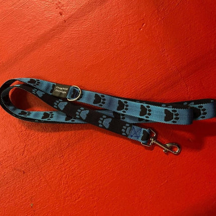 Dogtraining101 Adult Dog Fancy Black Paw-Blue 1.5m x 25mm Lead