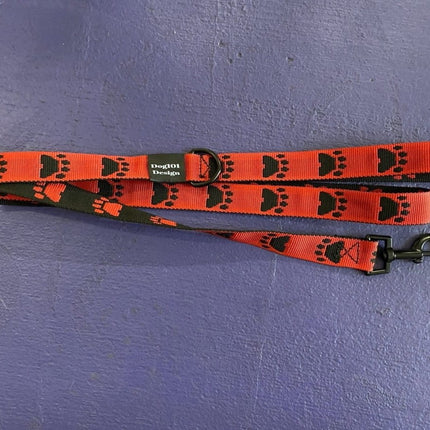 Dogtraining101 Adult Dog Fancy Black Paw-Red 1.5m x 25mm Lead