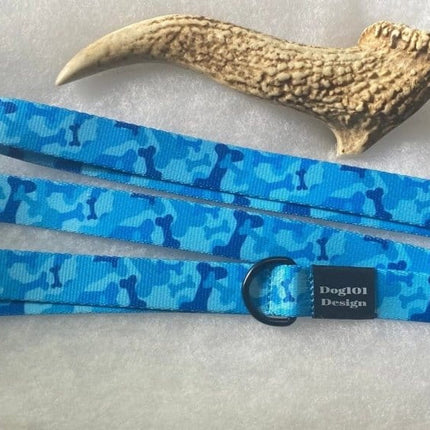 Dogtraining101 Adult Dog Fancy Blue Bone Camo 1.5m x 25mm Lead