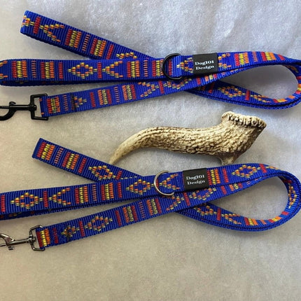 Dogtraining101 Adult Dog Fancy Blue Indian Motif 1.5m x 25mm Lead