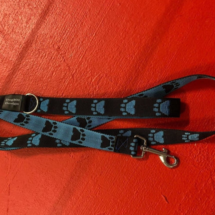 Dogtraining101 Adult Dog Fancy Blue Paw-Black 1.5m x 25mm Lead