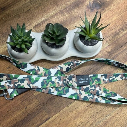 Dogtraining101 Silver Adult Dog Fancy Green Brown Bone Camo 1.5m x 25mm Lead