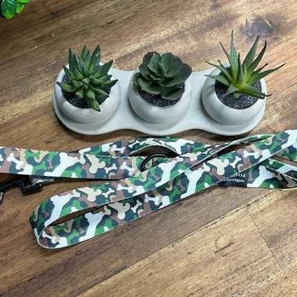 Dogtraining101 Black Adult Dog Fancy Green Brown Bone Camo 1.5m x 25mm Lead