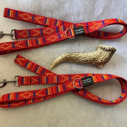Dogtraining101 Adult Dog Fancy Red Indian Motif 1.5m x 25mm Lead