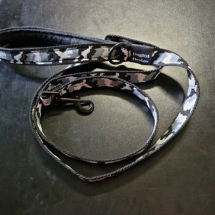 Dogtraining101 Black Adult Dog Premium Handle Fancy Black Camo 1.5m x 25mm Lead