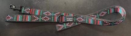 Dogtraining101 Black Adult Dog Premium Handle Fancy Black Indian Motif 1.5m x 22mm Lead