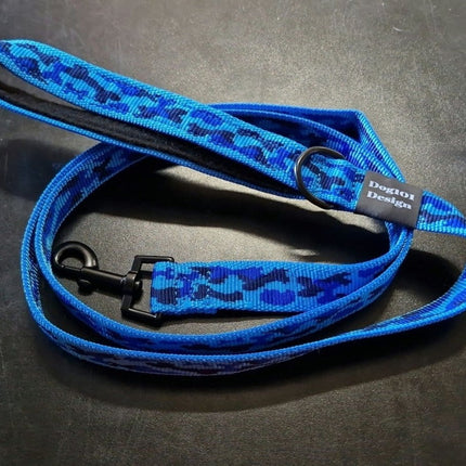 Dogtraining101 Black Adult Dog Premium Handle Fancy Blue Camo 1.5m x 25mm Lead