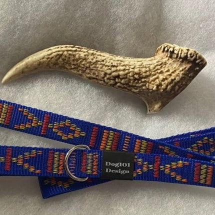 Dogtraining101 Silver Adult Dog Premium Handle Fancy Blue Indian Motif 1.5m x 25mm Lead