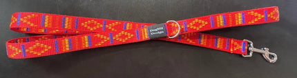 Dogtraining101 Silver Adult Dog Premium Handle Fancy Red Indian Motif 1.5m x 25mm Lead