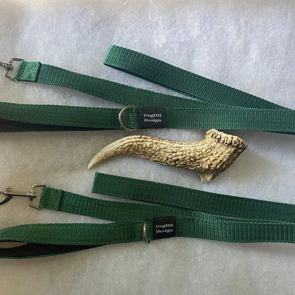 Dogtraining101 Black Adult Dog Premium Handle Plain Dark Green 1.5m x 25mm Lead
