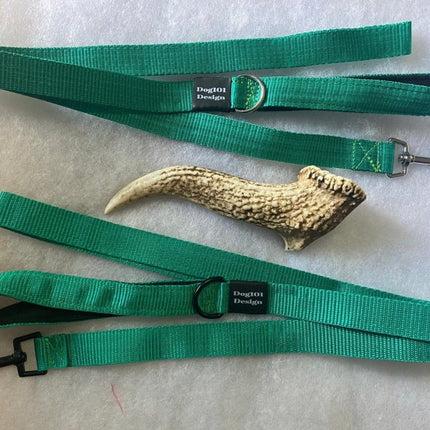 Dogtraining101 Black Adult Dog Premium Handle Plain Emerald Green 1.5m x 25mm Lead