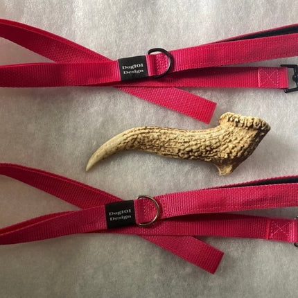Dogtraining101 Black Adult Dog Premium Handle Plain Hot Pink 1.5m x 25mm Lead