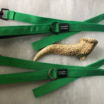 Dogtraining101 Black Adult Dog Premium Handle Plain Light Green 1.5m x 25mm Lead