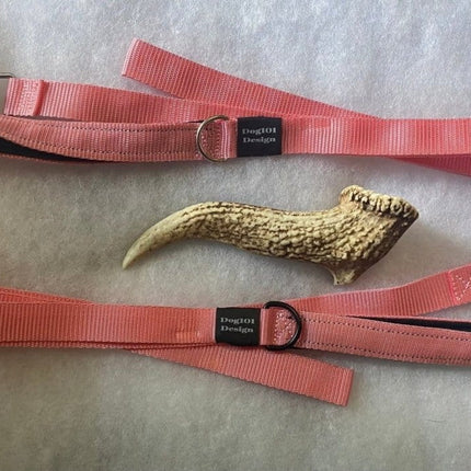 Dogtraining101 Black Adult Dog Premium Handle Plain Light Pink 1.5m x 25mm Lead