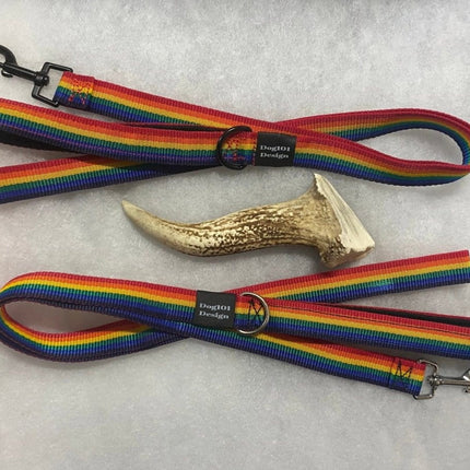 Dogtraining101 Black Adult Dog Premium Handle Plain Rainbow 1.5m x 25mm Lead