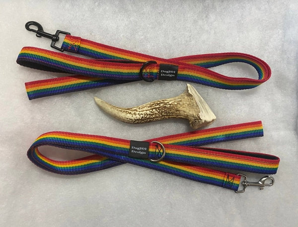 Dogtraining101 Black Adult Dog Premium Handle Plain Rainbow 1.5m x 25mm Lead