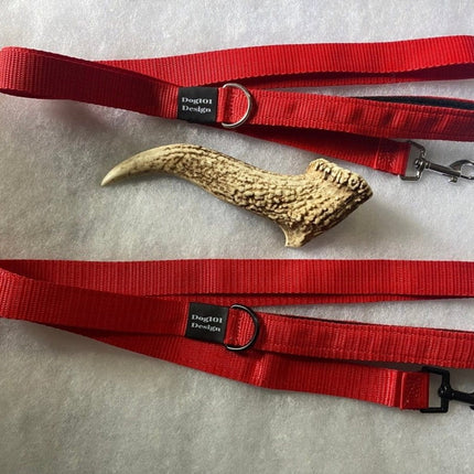 Dogtraining101 Black Adult Dog Premium Handle Plain Red 1.5m x 25mm Lead