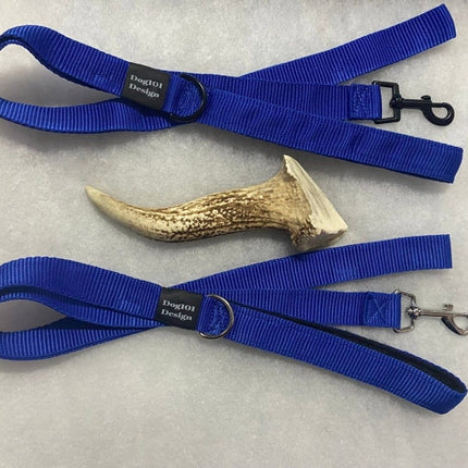 Dogtraining101 Black Adult Dog Premium Handle Plain Royal Blue 1.5m x 25mm Lead