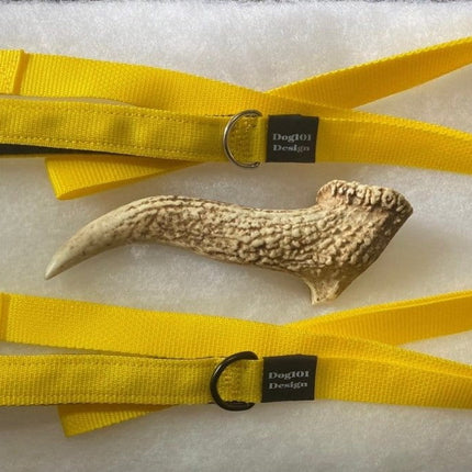 Dogtraining101 Black Adult Dog Premium Handle Plain Yellow 1.5m x 25mm Lead