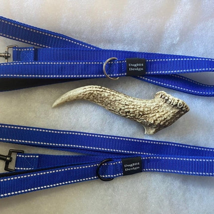 Dogtraining101 Black Adult Dog Premium Handle Thick Blue Reflective 1.5 x 25mm Lead