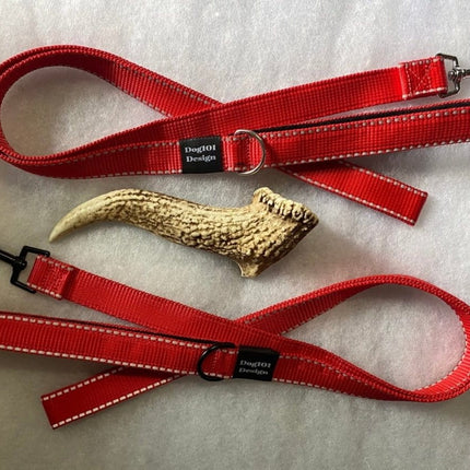 Dogtraining101 Black Adult Dog Premium Handle Thick Red Reflective 1.5m x 25mm Lead