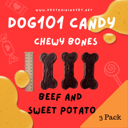 Dogtraining101 Beef Liver and Sweet Potato Chewy Bones 3pack