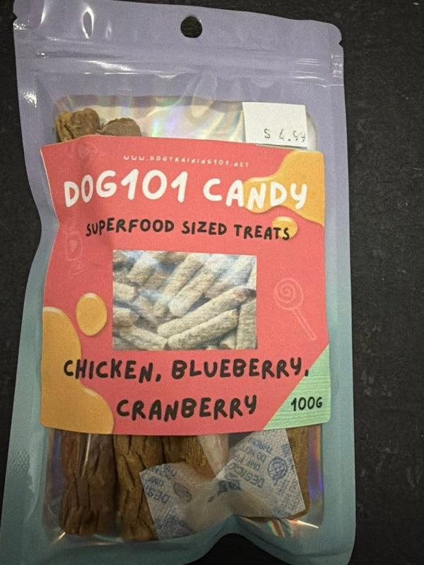 Dogtraining101 Retail Super Store Chicken Blueberry and Cranberry Sticks Dog Treats 100g