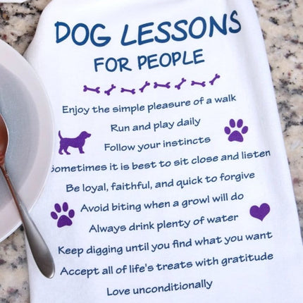 Dogtraining101 Retail Super Store Dog lessons for people tea towel