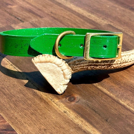 Dogtraining101 Puppy Hand Painted Leather - Glitter Dark Green