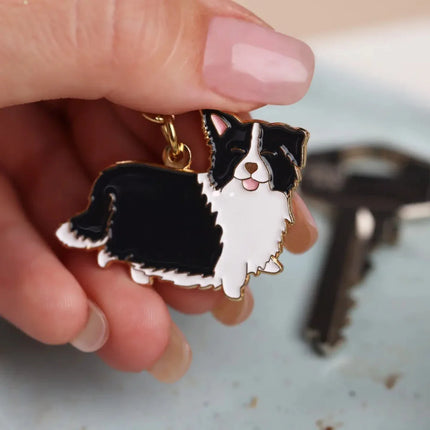 Novelty Keyring - Border Collie  - Black/White