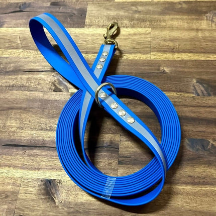 Dogtraining101 Lead 5m Reflective Blue Biothane Beach - Brass Fittings