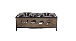 LPA Loving Pets Wooden Woof Dog Diner 2L