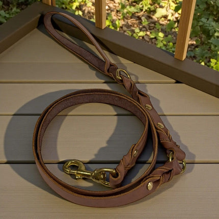 Dogtraining101 Leather 1.5 Metres / Brisbane Tan Natural Leather Lead - Double Braid