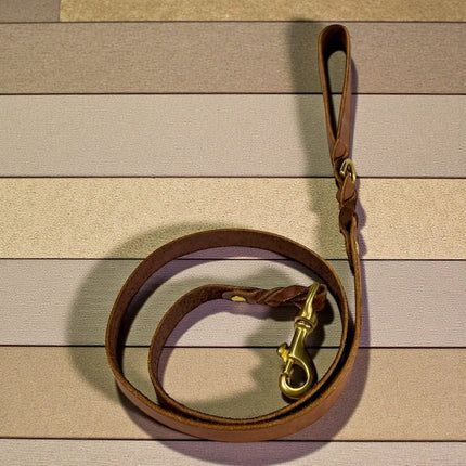 Dogtraining101 Leather 1.2 Metres / Brisbane Tan Natural Leather Lead - Double Braid