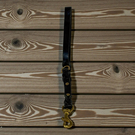 Dogtraining101 Leather 0.43 Metres / Black Natural Leather Lead - Double Braid