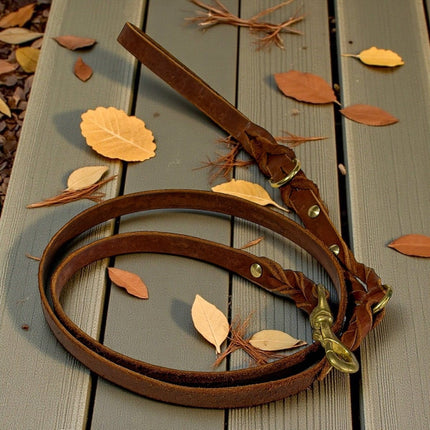 Dogtraining101 Leather 1.5 Metres / Brandy Tan Natural Leather Lead - Double Braid