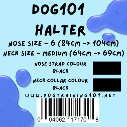 Dogtraining101 Retail Dog Super Store Medium 64cm to 69cm Nose Black - Neck Black - Size 6 Dog101 Halter