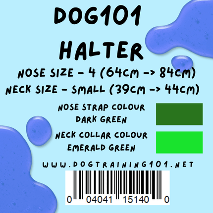 Dogtraining101 Retail Dog Super Store Small 39cm to 44cm Nose Dark Green - Neck Emerald Green - Size 4 Dog101 Halter
