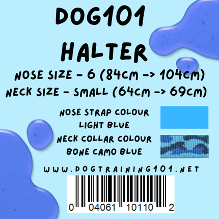 Dogtraining101 Retail Dog Super Store Small 59cm to 64cm Nose Light Blue - Neck Bone Camo Blue - Size 6 Dog101 Halter