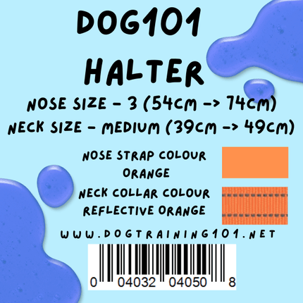 Dogtraining101 Retail Dog Super Store Medium 39cm to 44cm Nose Orange - Neck Reflective Orange - Size 3 Dog101 Halter