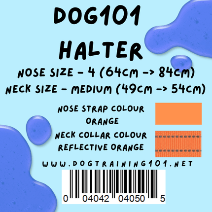 Dogtraining101 Retail Dog Super Store Medium 44cm to 49cm Nose Orange - Neck Reflective Orange - Size 4 Dog101 Halter
