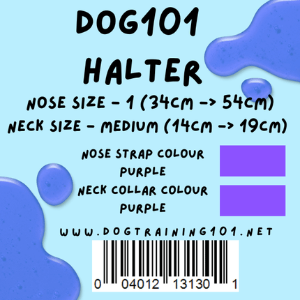 Dogtraining101 Retail Dog Super Store Medium 14cm to 19cm Nose Purple - Neck Purple - Size 1 Dog101 Halter